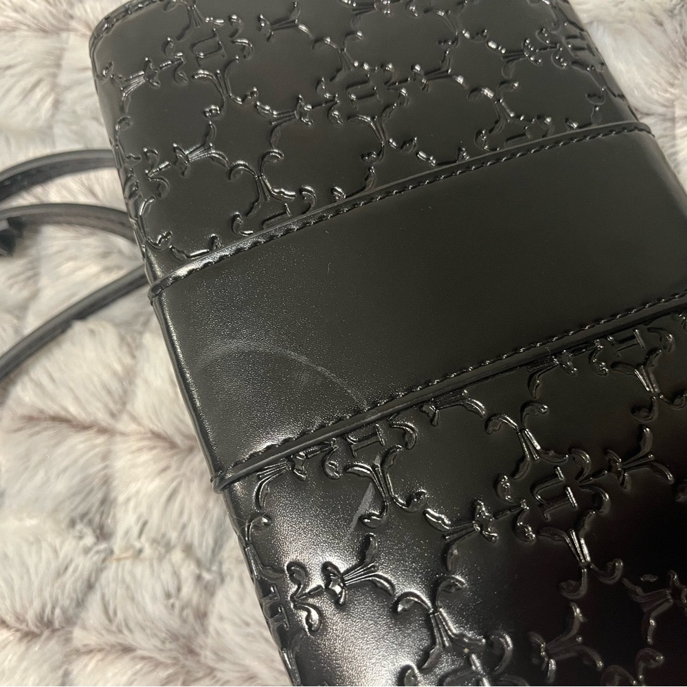 Nanette Lepore Glossy Black Embossed Clutch - Picture 10 of 10